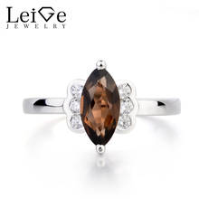 Leige Jewelry Natural Smoky Quartz Ring Promise Ring Marquise Cut Brown Gemstone 925 Sterling Silver Butterfly Shape Ring 2024 - buy cheap