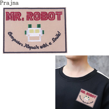 Prajna MR ROBOT Patch Iron On Embroidered Patches For Clothes Gothic Rock Patch TV SHOW Computer Repair With A Smile Parches DIY 2024 - buy cheap