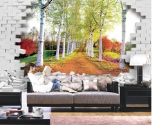 Landscape wallpaper murals forest brick stereoscopic 3d wallpaper  3d mural wallpaper Home Decoration 2024 - buy cheap