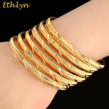 Ethlyn 6Piece/Lot Malian Wedding Yellow Gold Color Openable Charm Bangles For African Women  Jewelry Luxury Bangles B041 2024 - buy cheap