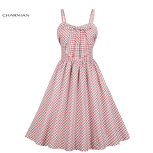 Женское винтажное платье на бретельках Charmian, клетчатое милое летнее платье на бретельках 2024 - купить недорого