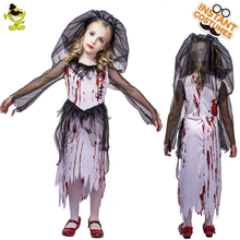 Kid's Bloody Horror Zombie Bride Costume Fancy Dress Children Scary Zombie Dress Clothes for Halloween Costumes Kid 2024 - buy cheap