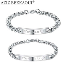 Pulseira de aço inoxidável sua beleza, sua fera amante de casal, pulseiras para mulheres, homens, joias 2024 - compre barato