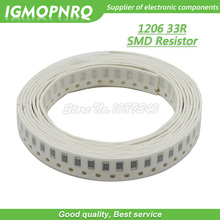Resistor de chip 100 smd, resistor de 1206 resistências 33 ohm, 1% w 1/4w 33r igmopnrq, 0.25 peças