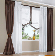 140cmW europeanism white brown grey color  tulle/yarn/voile blind curtains for living room,top-grade window sheer panels curtain 2024 - buy cheap