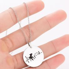 Trendy Cute Round Puppy Heartbeat Necklace For Women Long Chain Bulldog Pendant Necklace Stainless Steel Custom Jewelery Gift 2024 - buy cheap