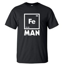 Футболка с надписью «Iron Science», забавная футболка с химическим принтом, футболка с периодическим столом, лето 2018, горячая распродажа, мужские футболки, хлопковая футболка с коротким рукавом 2024 - купить недорого