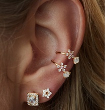 1 piece cz cluster design cute daisy flower no piercing clip on earring ear cuffs women fashion jewelry 2024 - buy cheap