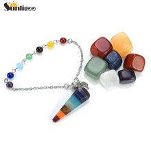 Sunligoo Chakra Crystal Healing Stones Pendulum Kit With Chakra Dowsing Pendulum + 7 Chakra Palm Stones Reiki Energy Stone Decor 2024 - buy cheap