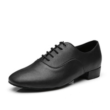 Zapatos de baile latino con cordones para hombre, calzado moderno de salón de fondo suave, material PU, color negro claro/mate, 2,5 cm, talla 37-45 2024 - compra barato