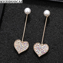 Kuziduocai New Fashion Jewelry Will Not Fade Colorful Heart Love Statement Long Drop Earrings For Women Brincos Pendientes E-835 2024 - buy cheap