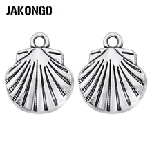 JAKONGO-abalorios de concha de 20 piezas, accesorios de joyería de plata antigua, colgantes plateados para joyería hecha a mano, 17x14mm 2024 - compra barato