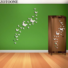 ZOTOONE 25 шт. 3d зеркальные настенные наклейки в виде бабочки для детской комнаты, акриловые кухонные аксессуары, украшение для дома, для гостиной, сделай сам 2024 - купить недорого