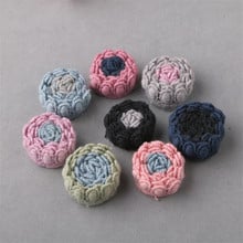 Free Shipping 3pcs/lot 25MM handmade Rolling Woven Crochet Rose Flowers Flatback Tiaras Floral Buttons Fit Girls Headband Clips 2024 - buy cheap