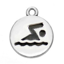 Antique silver plated alloy Summer swimmer Charm swimming jewelry making accessory Pendants 2024 - buy cheap