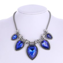 Collar de cadena para mujer, gargantilla de cristal, azul, verde, blanco, joyería de boda 2024 - compra barato