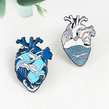 Waves Heart Enamel Brooch Ocean Whale Beach Tape Measure Heart Personality Badge Jackets Vest Lapel Pins Friends Free Jewelry 2024 - compre barato