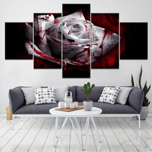 Canvas HD Prints Pictures Modern Wall Art 5 Pieces Blood Dark White Rose Flower Modular Posters Home Decor Living Room Framework 2024 - buy cheap