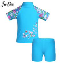 New 2018 Summer Style Girls Tankini Floral Printed Swimsuit Swimwear Set Tops with Bottoms Bathing Suit For Children Beachwear 2024 - buy cheap