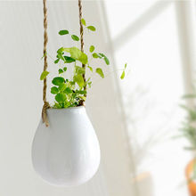 Ceramic Hanging Planter Flower Pot Plant Bulb Vase with Twine Garden Balcony Home Decor with Jute Rope 2024 - buy cheap