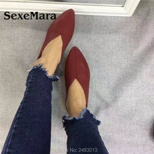 Sexemplara sapatos femininos de couro sintético, feitos à mão, 100% couro de vaca macio, estilo simples, sapatos baixos de bico fino 2024 - compre barato
