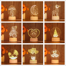 LIGINWAAT 3D Night Light LED Moon Tower Bear Jellyfish Table Lamp Baby Bedroom Night Light Creative Kids Birthday Valentine Gift 2024 - buy cheap