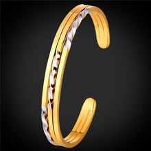 Two Tone Cuff Bracelet Bangle Gold Color Fashion Jewelry Unique Style Vogue Gift For Women GH1557 2024 - buy cheap