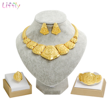 Liffly Dubai-Juego de joyas para mujer, conjunto de collar, pendientes, accesorios de boda, joyería 2024 - compra barato