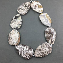 Oval Faceted Brown White Ocean Jaspers Slab Slice Drilled Nature Stone Beads For DIY Jewelry  MY1116 2024 - buy cheap