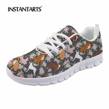 INSTANTARTS Breathable Casual Shoes Women's Leisure Lace Up Flats Shoe Cute Puppy Dog Print Youth Girl Fall Mesh Sneakers Ladies 2024 - buy cheap