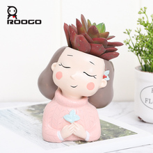 ROOGO Flower Pot For Succulents Home Garden Decoration Planters Cute Girl Flowerpot Planter Desktop Mini Accessories Bonsai Pots 2024 - buy cheap