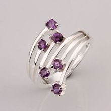 Ring 925-sterling-silver Ring Silver Trendy Jewelry Ring Women 's Inlaid Purple Crystal Jewelry Wholesale swwd LR339 2024 - buy cheap