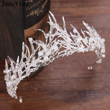 JaneVini 2020 Romantic Wedding Crowns Tiaras Silver Crystal Pageant Bride Hair Headpiece Rhinestone Princess Wedding Accessories 2024 - buy cheap