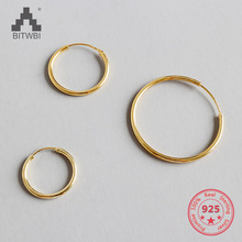 Pendientes de aro de 100% Plata de Ley 925 para mujer, Color dorado, Piercing redondo, regalos 2024 - compra barato