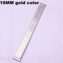 10 unids/lote de correas de reloj de acero inoxidable, banda elástica de alta calidad, color dorado, 18MM, 05137, venta al por mayor 2024 - compra barato