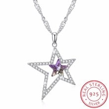 Lekani Crystals From Swarovski Double Stars Necklaces Pendants Real 925 Silver Chain Max Collares For Women Gifts Fine Jewelry 2024 - buy cheap