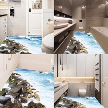 1pc 3d removível praia pedra piso adesivo de parede mural decalques vinil arte decoração da sala 2024 - compre barato