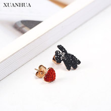 XUANHUA Rose Gold Charm Heart Crystal Stud Earrings Stainless Steel Jewelry Woman Vogue 2019 For Lovers Fine Jewelry Accessories 2024 - buy cheap