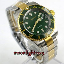 Reloj con esfera verde para hombre, reloj masculino de 40mm, chapado en oro, cristal de zafiro, engaste de cerámica verde, movimiento automático 2024 - compra barato