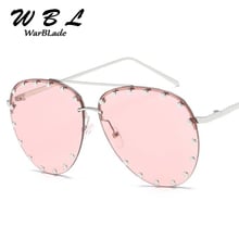 Gafas de sol de media montura de Metal de WarBLade para mujer, gafas de remache de personalidad, gafas de diseñador de marca, protección UV 2024 - compra barato