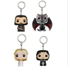 Game of Thrones Q Version Keychains Jon Snow with Sword Daenerys Targaryen Drogon Car Key Chain Pendant Ring Action Figure Toys 2024 - buy cheap
