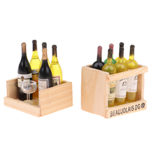 Botellas de vino en miniatura, estante de madera, taza, bebida, casa de muñecas, modelo, 2 juegos, 1:12 2024 - compra barato