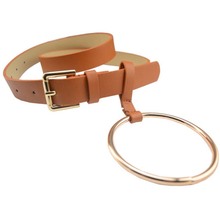 Cinturón de moda para mujer, hebilla circular de metal, cinturones retro de cuero pu, estilo simple, accesorios de ropa F0226 2024 - compra barato