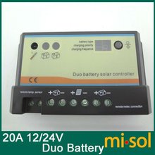 1 шт. 20A Дуо-батарея за максимальной точкой мощности, Солнечный Контроллер заряда 12/24 v, солнечный регулятор, для двух аккумуляторов 2024 - купить недорого