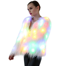 Plus Size Women Faux Fur LED Light Coat Christmas Costumes Cosplay Jacket Overcoat Winter Warm Party Club Fur Coats Outwear 2020 2024 - buy cheap