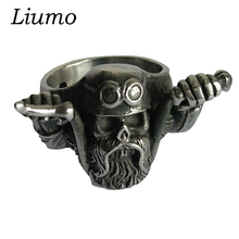 Модное винтажное байкерское кольцо Liumo в стиле панк с черепом для стариков и мотоциклистов, мужское байкерское кольцо из нержавеющей стали 316L Lr971 2024 - купить недорого