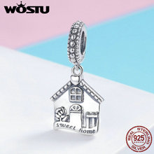 WOSTU High Quality 925 Sterling Silver Sweet Home Famliy Dangle Charms Silver Brand DIY Bracelet Necklace Jewelry Gift FIC913 2024 - buy cheap