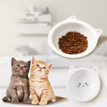 Cuenco de cerámica para comida de mascotas, cuencos moldeadores de orejas de gato, contenedor de agua para perros pequeños, accesorios de alimentación para mascotas 2024 - compra barato
