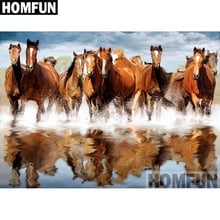 HOMFUN-pintura de diamante redondo/cuadrado completa, cuadro artesanal 5D, punto de cruz bordado de "Caballo Animal", decoración para el hogar, regalo A03942 2024 - compra barato