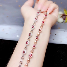 Charme vermelho rubi pulseira para mulher pulseira de prata natural real gem 925 prata esterlina jóias finas elegante presente de aniversário 2024 - compre barato